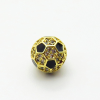 Brass Micro Pave Cubic Zirconia Beads,with Enamel,Ball,Plated Gold,8mm,Hole:2mm,about 1.2g/pc,5 pcs/package,XFF00964aaji-L035