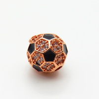 Brass Micro Pave Cubic Zirconia Beads,with Enamel,Ball,Plated Rose Gold,10mm,Hole:2mm,about 1.7g/pc,5 pcs/package,XFF00982aajl-L035