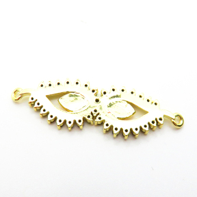Brass Micro Pave Cubic Zirconia Links Connectors,with Enamel,Devil's Eye,Plated Gold,12x28mm,Hole:1.5mm,about 2.1g/pc,5 pcs/package,XFL02305vail-L035