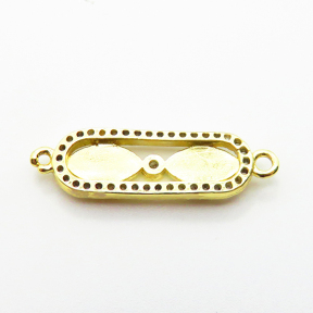 Brass Micro Pave Cubic Zirconia Links Connectors,with Enamel,Rectangle,Devil's Eye,Plated Gold,7x20mm,Hole:1.5mm,about 1.2g/pc,5 pcs/package,XFL02308aaim-L035