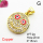 Brass Micro Pave Cubic Zirconia Pendants,with Enamel,Round,Human Face,Plated Gold,Red,15mm,Hole:2mm,about 2g/pc,5 pcs/package,XFPC04810vail-L035