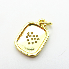 Brass Micro Pave Cubic Zirconia Pendants,with Enamel,Rectangle,Heart,Plated Gold,13x11mm,Hole:2mm,about 1.2g/pc,5 pcs/package,XFPC04853aahm-L035