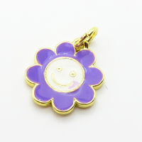 Brass Enamel Pendants,Sun Flower,Plated Gold,14mm,Hole:2mm,about 1.5g/pc,5 pcs/package,XFPC04880aahl-L035