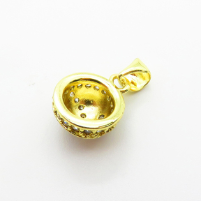 Brass Micro Pave Cubic Zirconia Pendants,with Enamel,Tai Chi,Plated Gold,11mm,Hole:2mm,about 1.5g/pc,5 pcs/package,XFPC04922vaia-L035