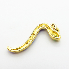 Brass Micro Pave Cubic Zirconia Pendants,with Enamel,Snake,Plated Gold,21x11mm,Hole:2mm,about 1.3g/pc,5 pcs/package,XFPC04937aaik-L035