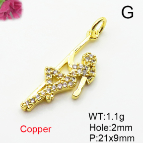 Brass Micro Pave Cubic Zirconia Pendants,Girl,Plated Gold,21x9mm,Hole:2mm,about 1.1g/pc,5 pcs/package,XFPC05012vaia-L035
