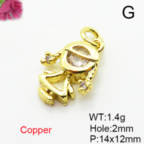 Brass Micro Pave Cubic Zirconia Pendants,Girl,Plated Gold,14x12mm,Hole:2mm,about 1.4g/pc,5 pcs/package,XFPC05174aahi-L035