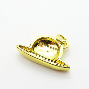 Brass Micro Pave Cubic Zirconia Pendants,Hat,Plated Gold,10x19mm,Hole:2mm,about 1.6g/pc,5 pcs/package,XFPC05228aaho-L035