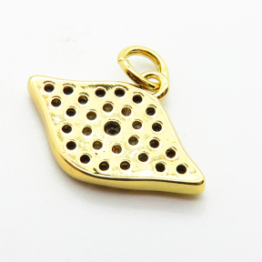 Brass Micro Pave Cubic Zirconia Pendants,Eyes,Plated Gold,11x18mm,Hole:2mm,about 1.2g/pc,5 pcs/package,XFPC05231aaho-L035