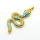 Brass Enamel Micro Pave Cubic Zirconia Pendants,Snake,Plated Gold,Sky Blue,36x18mm,Hole:2.5mm,about 4.5g/pc,5 pcs/package,XFPC05265vbmb-L017
