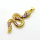 Brass Enamel Micro Pave Cubic Zirconia Pendants,Snake,Plated Gold,Purple,36x18mm,Hole:2.5mm,about 4.5g/pc,5 pcs/package,XFPC05271vbmb-L017