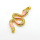Brass Enamel Micro Pave Cubic Zirconia Pendants,Snake,Plated Gold,Pink,36x18mm,Hole:2.5mm,about 4.5g/pc,5 pcs/package,XFPC05277vbmb-L017