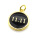 Brass Enamel Pendants,Round,with 11:11,Plated Gold,Black,14mm,Hole:,about 1.9g/pc,5 pcs/package,XFPC05314vail-L017