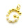 Brass Pendants,with ABS Plastic Imitation Pearls,Letter G,Plated Gold,16x13mm,Hole:2mm,about 1.5g/pc,5 pcs/package,XFPC05334aajl-L017