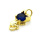 Brass Cubic Zirconia Pendants,Fox,Plated Gold,Royal Blue,15x9mm,Hole:2mm,about 1.3g/pc,5 pcs/package,XFPC05378vaia-L017