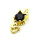 Brass Cubic Zirconia Pendants,Fox,Plated Gold,Black,15x9mm,Hole:2mm,about 1.3g/pc,5 pcs/package,XFPC05381vaia-L017