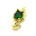 Brass Cubic Zirconia Pendants,Fox,Plated Gold,Dark Green,15x9mm,Hole:2mm,about 1.3g/pc,5 pcs/package,XFPC05384vaia-L017