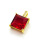 Brass Micro Pave Cubic Zirconia Pendants,Square,Plated Gold,Red,11mm,Hole:1.5mm,about 2.1g/pc,5 pcs/package,XFPC05395avja-L017