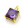 Brass Micro Pave Cubic Zirconia Pendants,Square,Plated Gold,Purple,11mm,Hole:1.5mm,about 2.8g/pc,5 pcs/package,XFPC05401avja-L017