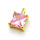 Brass Micro Pave Cubic Zirconia Pendants,Square,Plated Gold,Pink,11mm,Hole:1.5mm,about 2.8g/pc,5 pcs/package,XFPC05403avja-L017