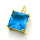 Brass Micro Pave Cubic Zirconia Pendants,Square,Plated Gold,Sky Blue,11mm,Hole:1.5mm,about 1.9g/pc,5 pcs/package,XFPC05407avja-L017