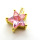 Brass Micro Pave Cubic Zirconia Pendants,Star,Plated Gold,Pink,12mm,Hole:1.5mm,about 1.5g/pc,5 pcs/package,XFPC05435avja-L017
