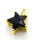 Brass Micro Pave Cubic Zirconia Pendants,Star,Plated Gold,Black,12mm,Hole:1.5mm,about 1.5g/pc,5 pcs/package,XFPC05441avja-L017