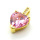Brass Micro Pave Cubic Zirconia Pendants,Heart,Plated Gold,Pink,10mm,Hole:1.5mm,about 2.4g/pc,5 pcs/package,XFPC05450avja-L017
