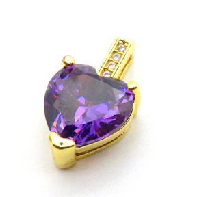 Brass Micro Pave Cubic Zirconia Pendants,Heart,Plated Gold,Mixed Color,10mm,Hole:1.5mm,about 1.7g/pc,5 pcs/package,XFPC05445avja-L017