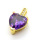 Brass Micro Pave Cubic Zirconia Pendants,Heart,Plated Gold,Purple,10mm,Hole:1.5mm,about 2.3g/pc,5 pcs/package,XFPC05458avja-L017
