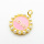 Brass Plastic Imitation Pearls Enamel Pendants,Round,with Word Love,Plated Gold,Pink,Hole:2mm,18mm,about 2.5g/pc,5 pcs/package,XFPC05484baka-L024