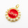 Brass Plastic Imitation Pearls Enamel Pendants,Round,with Word Love,Plated Gold,Red,Hole:2mm,18mm,about 2.5g/pc,5 pcs/package,XFPC05486baka-L024