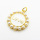 Brass Plastic Imitation Pearls Enamel Pendants,Round,with Word Love,Plated Gold,White,Hole:2mm,18mm,about 2.5g/pc,5 pcs/package,XFPC05489baka-L024