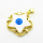 Brass Enamel Pendants,Star and Eye,Plated Gold,White,Hole:2mm,20mm,about 3.6g/pc,5 pcs/package,XFPC05494aajl-L024