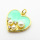 Brass Micro Pave Cubic Zirconia Enamel Pendants,with Plastic Imitation Pearls,Heart,Plated Gold,Cyan,Hole:2mm,18x20mm,about 3.1g/pc,5 pcs/package,XFPC05502aajl-L024