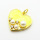 Brass Micro Pave Cubic Zirconia Enamel Pendants,with Plastic Imitation Pearls,Heart,Plated Gold,Turmeric,Hole:2mm,18x20mm,about 3.1g/pc,5 pcs/package,XFPC05504aajl-L024