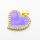 Brass Micro Pave Cubic Zirconia Enamel Pendants,Heart,Plated Gold,Purple,Hole:2mm,18x20mm,about 2.5g/pc,5 pcs/package,XFPC05509aajl-L024
