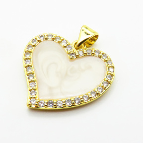 Brass Micro Pave Cubic Zirconia Enamel Pendants,Heart,Plated Gold,Mixed Color,Hole:2mm,18x20mm,about 2.5g/pc,5 pcs/package,XFPC05506aajl-L024