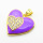 Brass Micro Pave Cubic Zirconia Enamel Pendants,Heart,Plated Gold,Purple,Hole:2mm,20mm,about 3g/pc,5 pcs/package,XFPC05518aajl-L024