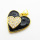 Brass Micro Pave Cubic Zirconia Enamel Pendants,Heart,Plated Gold,Black,Hole:2mm,20mm,about 3g/pc,5 pcs/package,XFPC05520aajl-L024