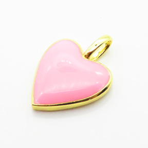 Brass Enamel Pendants,Heart,Plated Gold,Mixed Color,Hole:2mm,14mm,about 1.6g/pc,5 pcs/package,XFPC05524vail-L024
