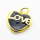 Brass Enamel Pendants,Heart,with Word Love,Plated Gold,Black,Hole:2mm,13x14mm,about 1.7g/pc,5 pcs/package,XFPC05530vail-L024
