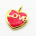 Brass Enamel Pendants,Heart,with Word Love,Plated Gold,Red,Hole:2mm,13x14mm,about 1.7g/pc,5 pcs/package,XFPC05536vail-L024