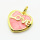 Brass Enamel Pendants,Heart,with Word Love,Plated Gold,Pink,Hole:2mm,13x14mm,about 1.7g/pc,5 pcs/package,XFPC05538vail-L024