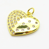 Brass Micro Pave Cubic Zirconia Pendants,Heart,Plated Gold,Hole:2mm,18x20mm,about 2.8g/pc,5 pcs/package,XFPC05568aajl-L024