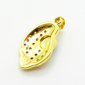 Brass Micro Pave Cubic Zirconia Enamel Pendants,Eey,Conch,Plated Gold,Hole:2mm,20x13mm,about 2.5g/pc,5 pcs/package,XFPC05612aajl-L024
