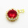Brass Micro Pave Cubic Zirconia Pendants,Nearly Round,Plated Gold,Red,Hole:2mm,14mm,about 2g/pc,5 pcs/package,XFPC05618aajl-L024