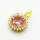 Brass Micro Pave Cubic Zirconia Pendants,Nearly Round,Plated Gold,Pink,Hole:2mm,14mm,about 2g/pc,5 pcs/package,XFPC05622aajl-L024