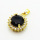 Brass Micro Pave Cubic Zirconia Pendants,Nearly Round,Plated Gold,Black,Hole:2mm,14mm,about 2g/pc,5 pcs/package,XFPC05624aajl-L024