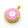 Brass Enamel Pendants,Round,Devil's Eye,Plated Gold,Pink,20mm,Hole:2mm,about 4.1g/pc,5 pcs/package,XFPC05631avja-L024